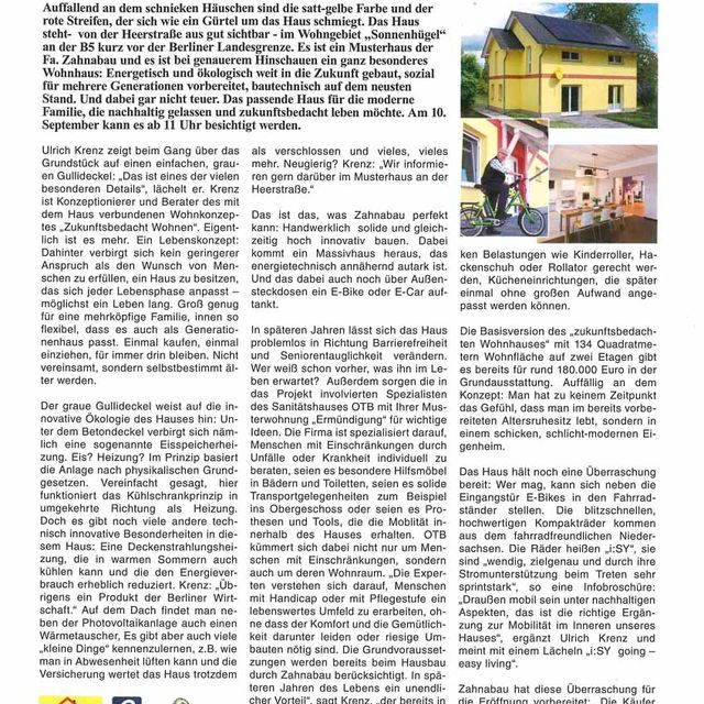 Presseartikel von Zahnabau - BAU UND AUSBAU GmbH in Zahna-Elster in der Region Lutherstadt Wittenberg